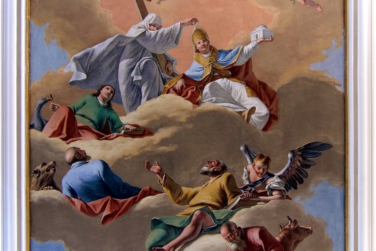 Giuseppe Diziani, Trionfo della Fede con i quattro Evangelisti, soffitto della seconda sacrestia, 1771