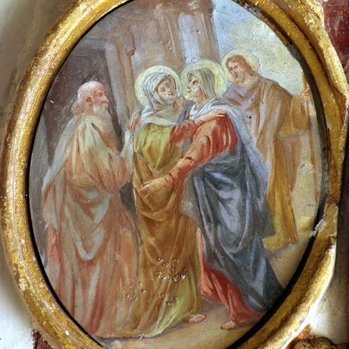 Chiesa parrocchiale di Variano, Luigi Filipponi, Visitazione, medaglione, Altare della Beata Vergine del Rosario, 1745