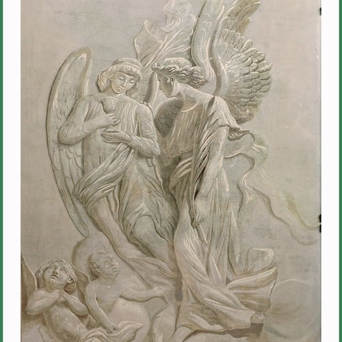 Giuseppe Comuzzi, decorazione monocroma sull'altare maggiore, 1878-1882