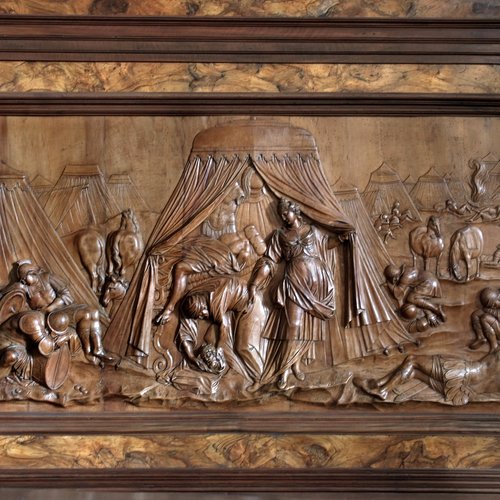 Duomo Udine, Mausolei Manin, stalli lignei del coro, storie dell'Antico Testamento, 1720-1721