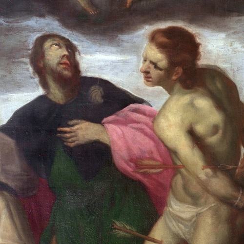 Chiesa parrocchiale di Variano, Gian Giacomo Contieri, l'Eterno Padre in gloria ed i santi Rocco, Sebastiano e Leonardo, particolare, altare di San Rocco, 1772-1775