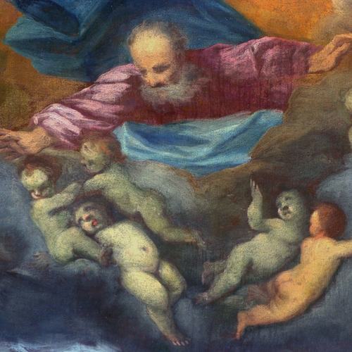 Chiesa parrocchiale di Variano, Gian Giacomo Contieri, l'Eterno Padre in gloria ed i santi Rocco, Sebastiano e Leonardo, particolare, altare di San Rocco, 1772-1775