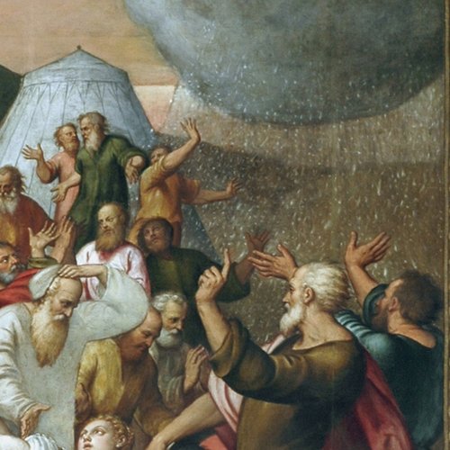 Giovanni Antonio da Pordenone e Pomponio Amalteo, La caduta della manna, 1537-1550 (ante dell'organo chiuse)