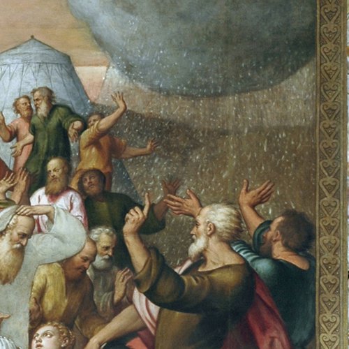 Giovanni Antonio da Pordenone e Pomponio Amalteo, La caduta della manna, 1537-1550 (ante dell'organo chiuse)