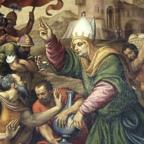 Giovanni Antonio da Pordenone e Pomponio Amalteo, Sacrificio di Melchisedech (anta sinistra dell'organo), 1551