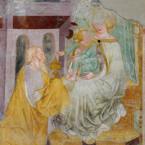 Affreschi della parete laterale sinistra, Adorazione dei Magi, Chiesa di Sant'Antonio Abate, San Daniele del Friuli