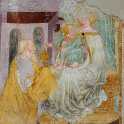 Affreschi della parete laterale sinistra, Adorazione dei Magi, Chiesa di Sant'Antonio Abate, San Daniele del Friuli