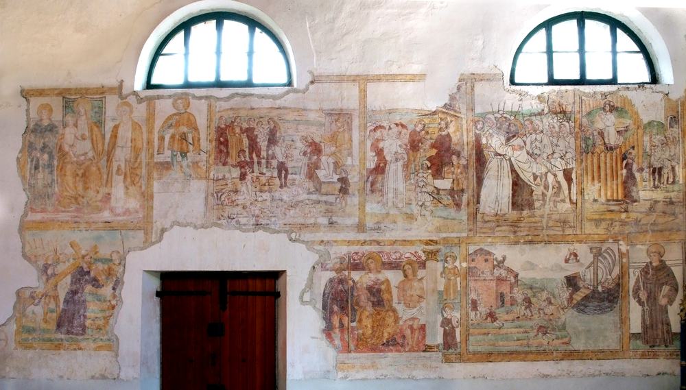 Chiesetta campestre di San Leonardo, affreschi della parete destra, Variano