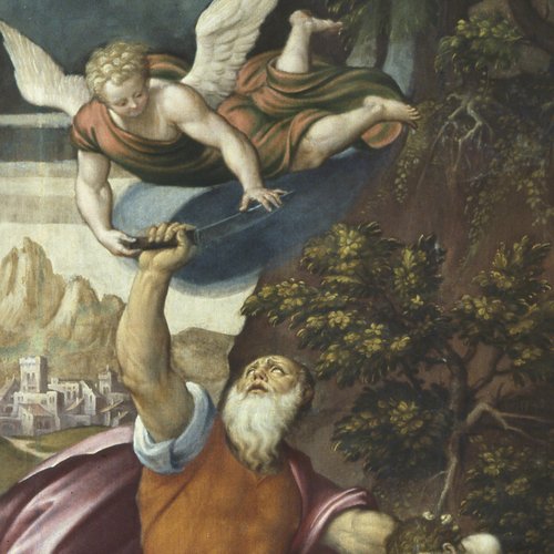 Giovanni Antonio da Pordenone e Pomponio Amalteo, Sacrificio di Abramo (anta destra dell'organo), 1551