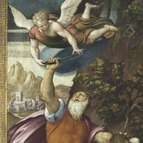 Giovanni Antonio da Pordenone e Pomponio Amalteo, Sacrificio di Abramo (anta destra dell'organo), 1551