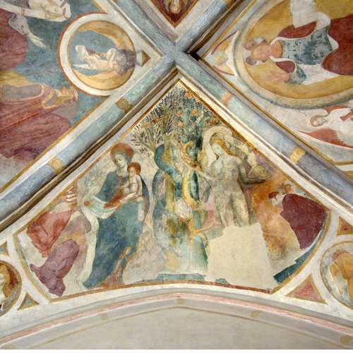 Madonna ed Eva, sec. XV. Chiesa di Santa Maria, già a Bevazzana