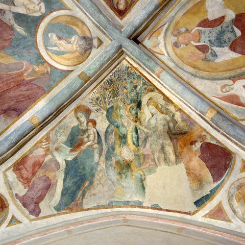 Madonna ed Eva, sec. XV. Chiesa di Santa Maria, già a Bevazzana