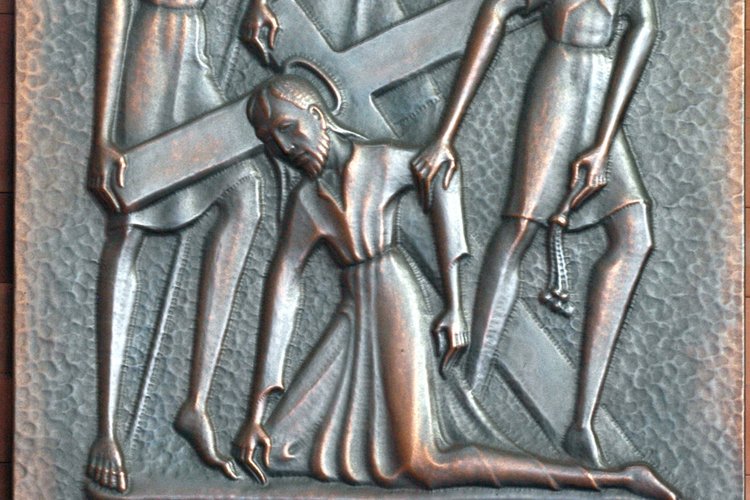 Stazione IX della Via Crucis, Giulio Cargnelutti, chiesa nuova di San Michele, Cervignano