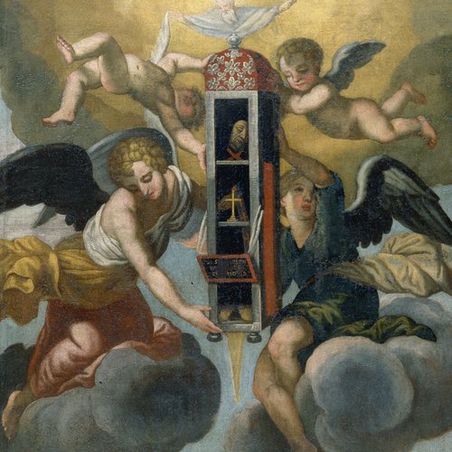 Pietro Bainville, Le reliquie di S. Spiridione, sec.. XVIII (sacrestia)