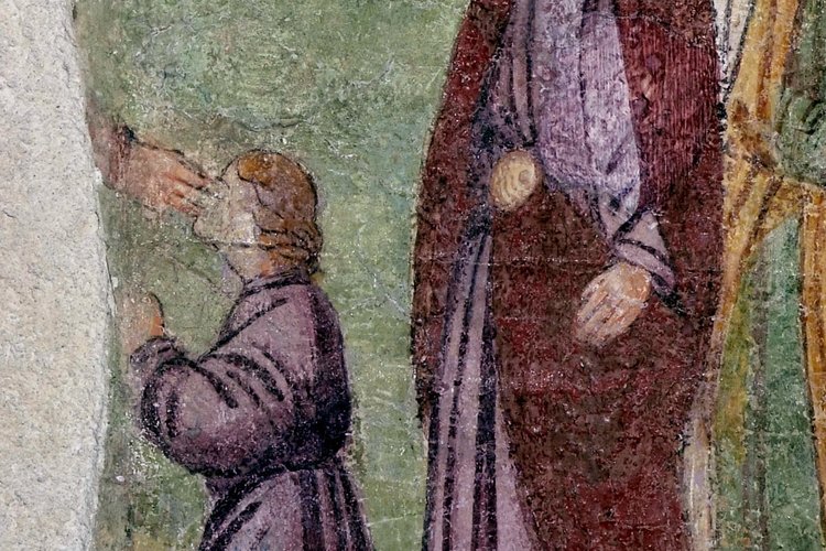 Duomo di Spilimbergo, navata meridionale, Giovanni de Cramariis, guarigione del Cieco, pre 1507