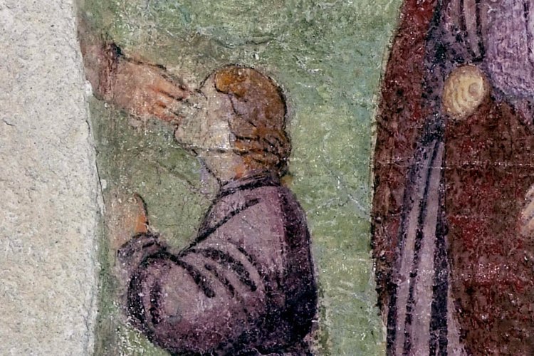 Duomo di Spilimbergo, navata meridionale, Giovanni de Cramariis, guarigione del Cieco, pre 1507