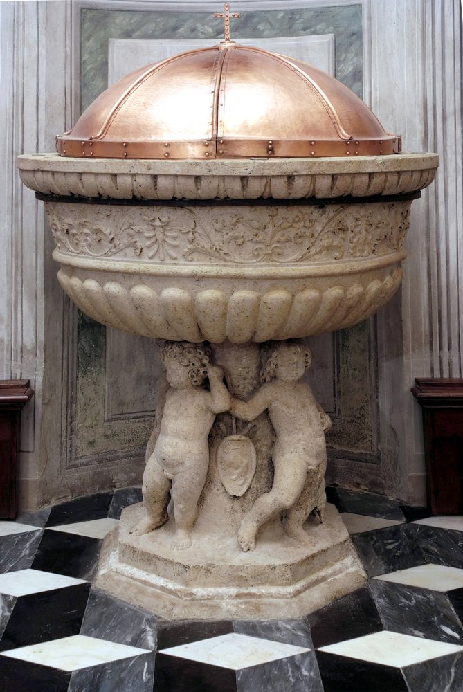 Giovanni di Biagio da Zuglio, fonte battesimale, 1480