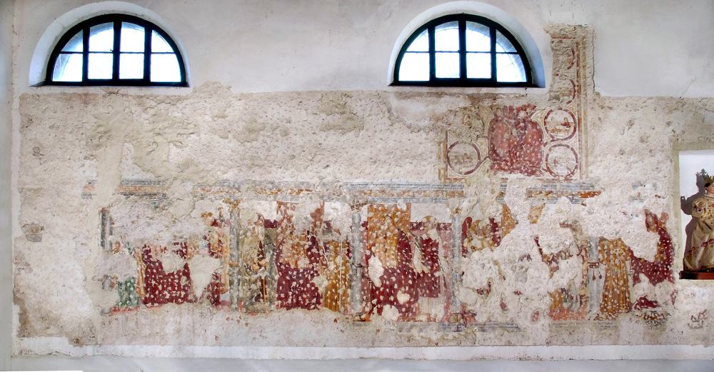Chiesetta campestre di San Leonardo, affreschi della parete sinistra, sec. XVI, Variano