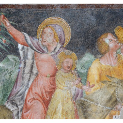 Affreschi della parete laterale sinistra, Fuga in Egitto, particolare, Chiesa di Sant'Antonio Abate, San Daniele del Friuli