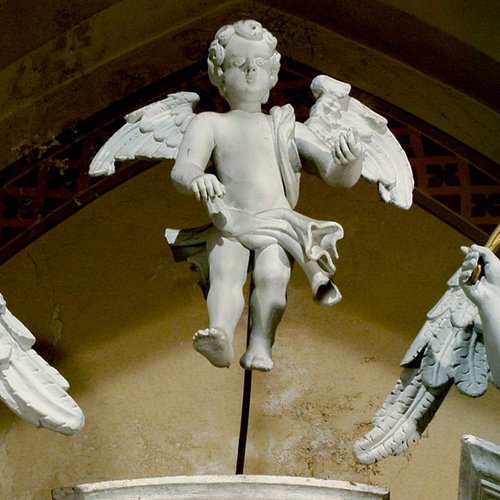 Chiesa parrocchiale di San Giorgio, altare della Beata Vergine Maria del Rosario, particolare, sec XVIII, San Giorgio della Richinvelda