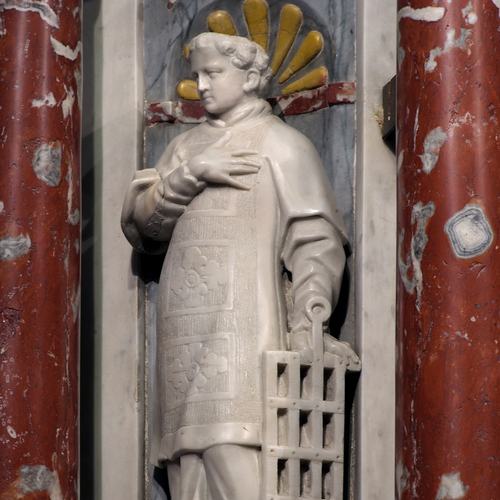 Chiesa di San Lorenzo martire di Talmassons, Altare maggiore, Giovanni e Marino Grassi, San Lorenzo, 1733