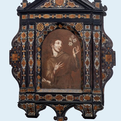 Cornice lignea con tela dipinta raffigurante S.Antonio da Padova, sec. XVII