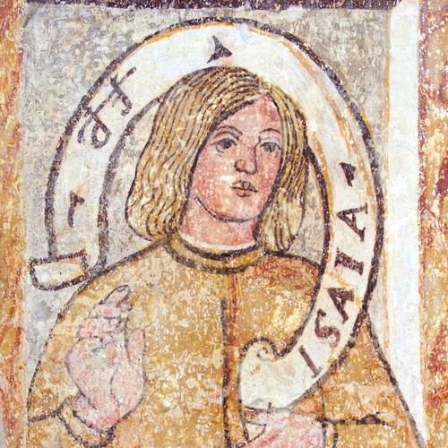 Chiesetta campestre di San Leonardo, sottarco trionfale, profeta Isaia, sec. XVI, Variano