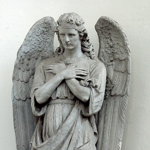 Pieve di Sant'Andrea, presbiterio, angelo orante, metà sec. XIX, Pozzuolo