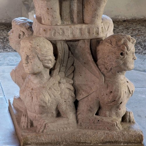 Duomo di Spilimbergo, cappella di destra, Giovanni Antonio Pilacorte, fonte battesimale, particolare, 1492