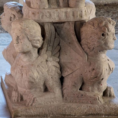 Duomo di Spilimbergo, cappella di destra, Giovanni Antonio Pilacorte, fonte battesimale, particolare, 1492