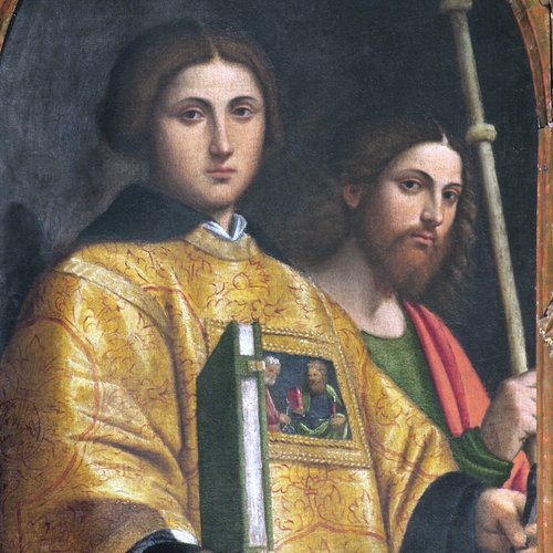 San Lorenzo Martire, particolare, Trittico del Pordenone, chiesa di San Lorenzo di Varmo