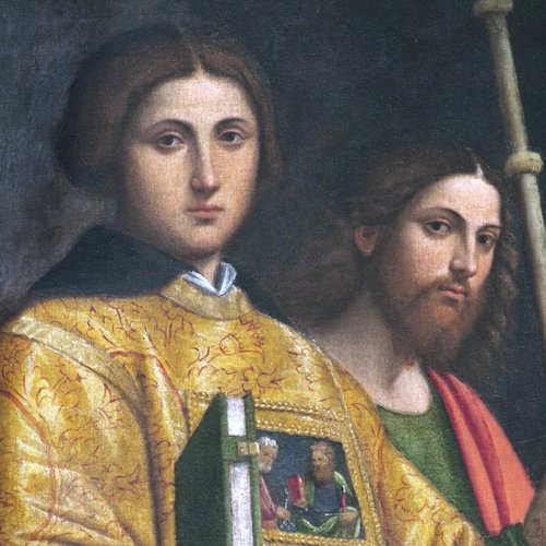 San Lorenzo Martire, particolare, Trittico del Pordenone, chiesa di San Lorenzo di Varmo