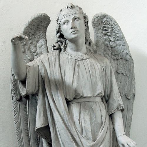 Pieve di Sant'Andrea, presbiterio, angelo orante, metà sec. XIX, Pozzuolo