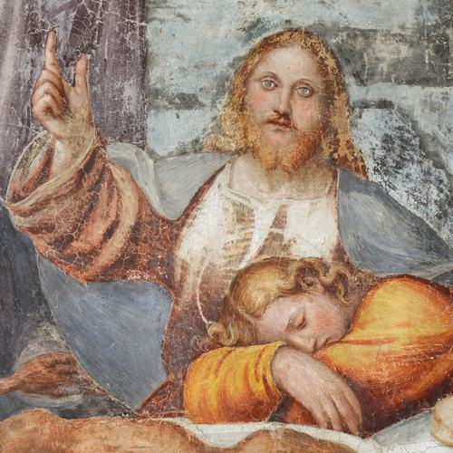 Chiesa di Santa Maria Maggiore, affreschi delle pareti, Ultima Cena, particolare, Pomponio Amalteo, 1533-1546, Lestans