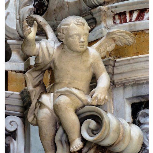 Altare maggiore, seconda metà del sec. XVIII, tabernacolo, angioletti