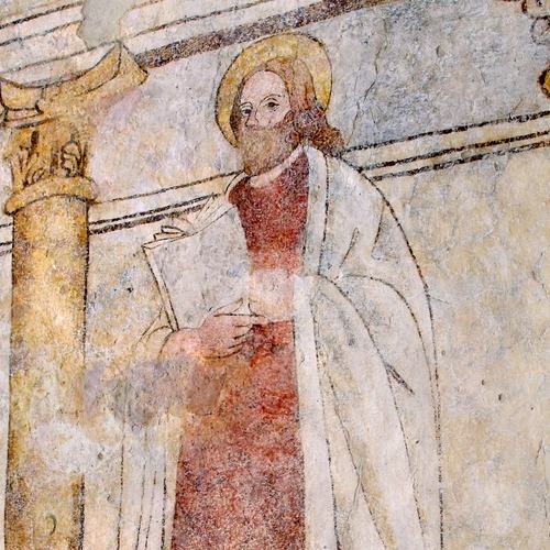 Chiesetta campestre di San Leonardo, presbiterio, teoria di Apostoli, particolare, sec. XVI, Variano