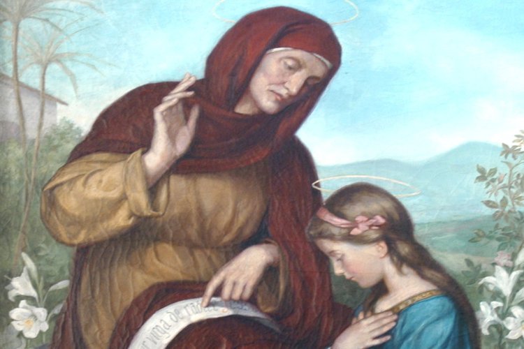 Henrika Šantel, L’educazione della Vergine, particolare,1901, Chiesa vecchia di San Michele, Cervignano