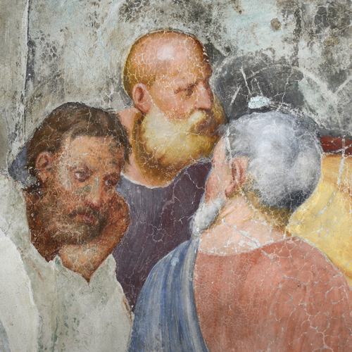 Chiesa di Santa Maria Maggiore, affreschi delle pareti, Ultima Cena, particolare, Pomponio Amalteo, 1533-1546, Lestans