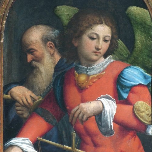 San Michele Arcangelo, particolare, Trittico del Pordenone, chiesa di San Lorenzo di Varmo