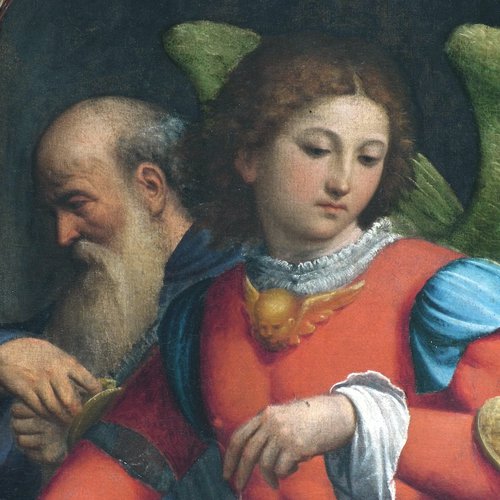 San Michele Arcangelo, particolare, Trittico del Pordenone, chiesa di San Lorenzo di Varmo