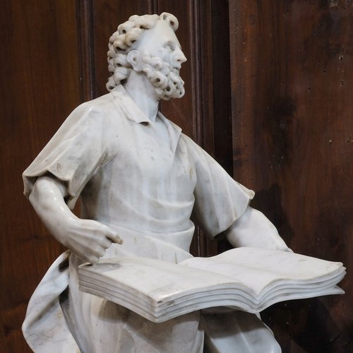 Francesco Aloi, Evangelisti - San Luca, balaustra dello scalone, XVII sec.