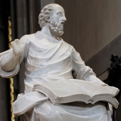 Francesco Aloi, Evangelisti - San Matteo, balaustra dello scalone, XVII sec.