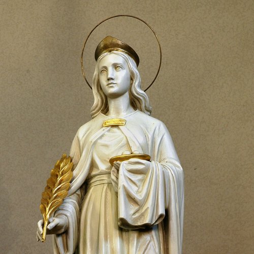 Chiesa parrocchiale di San Giorgio, altare maggiore, Giacomo Vincenzo Mussner, Santa Lucia, 1950 ca, San Giorgio della Richinvelda