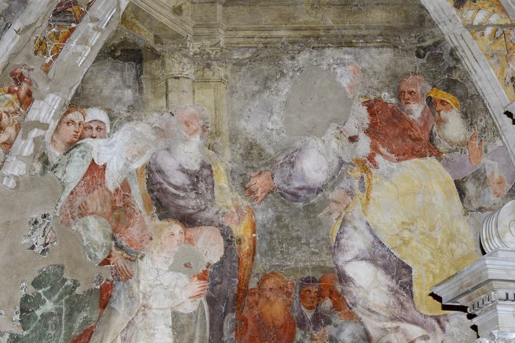 Chiesa di Santa Maria Maggiore, affreschi delle pareti, Presentazione di Maria al tempio, Pomponio Amalteo, 1533-1546, Lestans