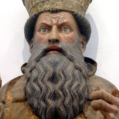 Statua lignea di Sant'Antonio Abate, particolare, pieve di San Lorenzo in Monte di Buja