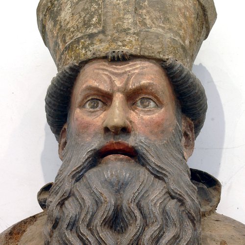 Statua lignea di Sant'Antonio Abate, particolare, pieve di San Lorenzo in Monte di Buja