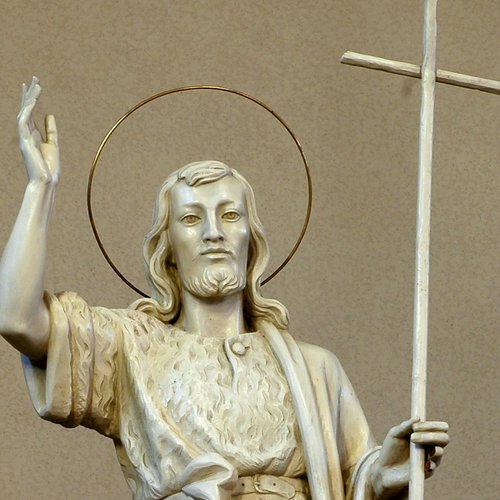 Chiesa parrocchiale di San Giorgio, altare maggiore, Giacomo Vincenzo Mussner, San Giovanni Battista, 1950 ca, San Giorgio della Richinvelda