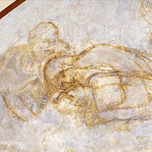 Sinopia della deposizione di Cristo nel sepolcro (part.), sec. XV. Chiesa di Santa Maria già a Bevazzana