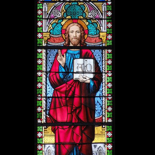 Vetrate superiori del presbiterio, Gesù, 1865