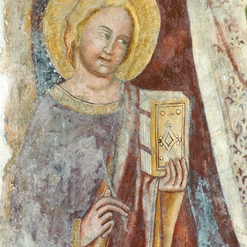 Chiesa di San Giacomo, San Giovanni evangelista e Sant’Antonio abate, sec. XV, particolare, Polcenigo